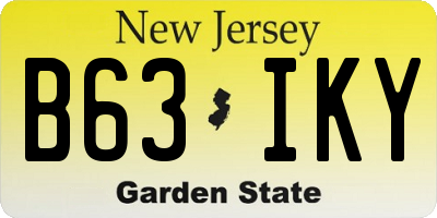 NJ license plate B63IKY
