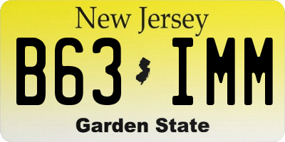 NJ license plate B63IMM