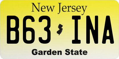 NJ license plate B63INA