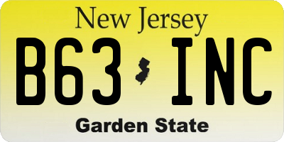 NJ license plate B63INC