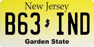 NJ license plate B63IND