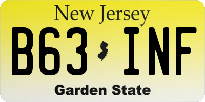 NJ license plate B63INF