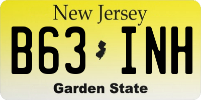 NJ license plate B63INH