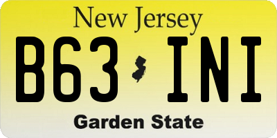 NJ license plate B63INI
