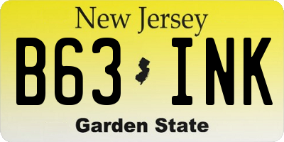 NJ license plate B63INK