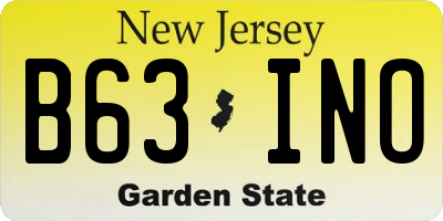 NJ license plate B63INO