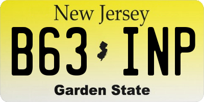 NJ license plate B63INP