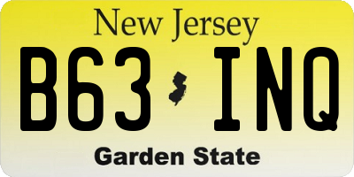 NJ license plate B63INQ