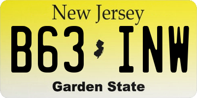 NJ license plate B63INW