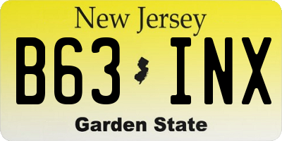 NJ license plate B63INX