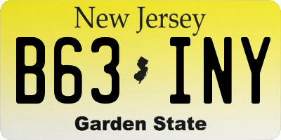 NJ license plate B63INY