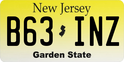 NJ license plate B63INZ