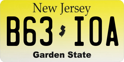 NJ license plate B63IOA