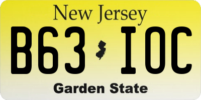 NJ license plate B63IOC
