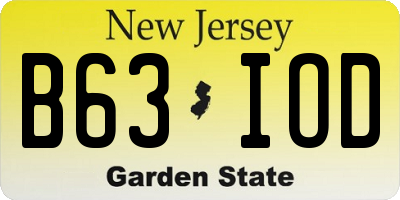 NJ license plate B63IOD