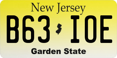NJ license plate B63IOE