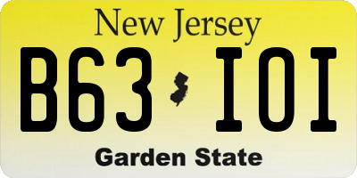NJ license plate B63IOI