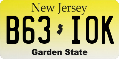 NJ license plate B63IOK