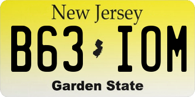 NJ license plate B63IOM