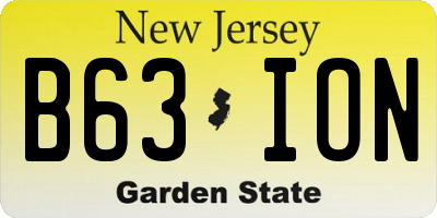 NJ license plate B63ION