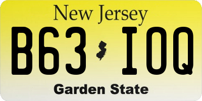 NJ license plate B63IOQ
