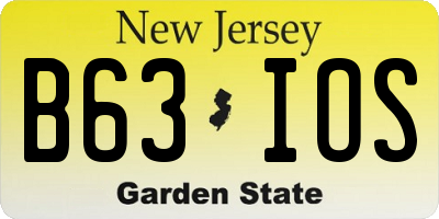 NJ license plate B63IOS