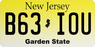 NJ license plate B63IOU