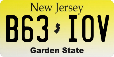 NJ license plate B63IOV