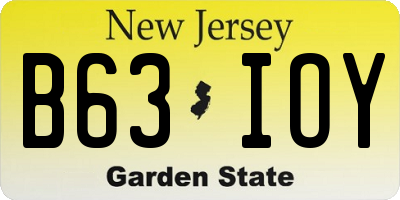 NJ license plate B63IOY