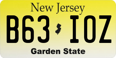 NJ license plate B63IOZ