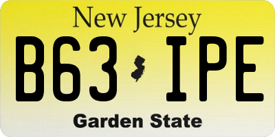 NJ license plate B63IPE