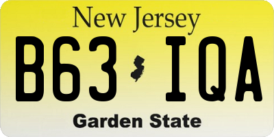 NJ license plate B63IQA