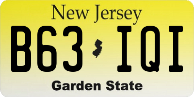 NJ license plate B63IQI