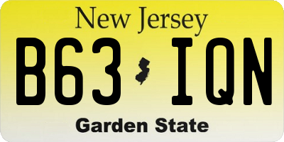 NJ license plate B63IQN