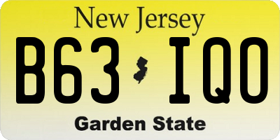NJ license plate B63IQO