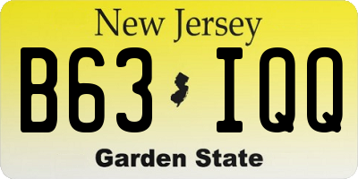 NJ license plate B63IQQ