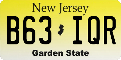 NJ license plate B63IQR