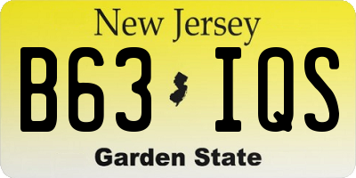 NJ license plate B63IQS