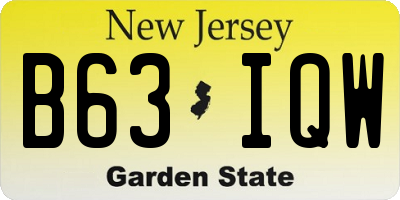 NJ license plate B63IQW