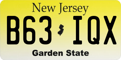 NJ license plate B63IQX