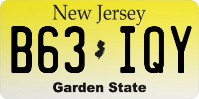 NJ license plate B63IQY