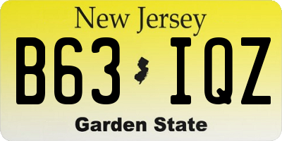 NJ license plate B63IQZ