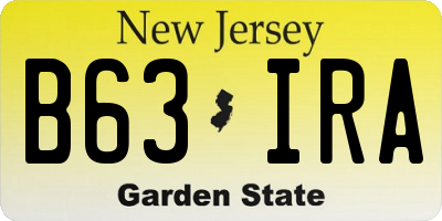 NJ license plate B63IRA