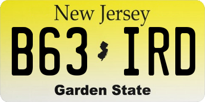 NJ license plate B63IRD