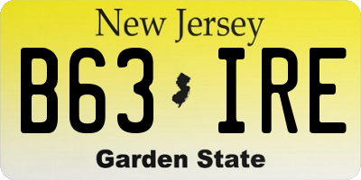NJ license plate B63IRE