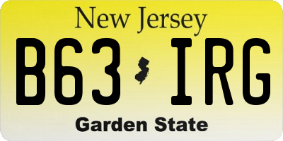 NJ license plate B63IRG