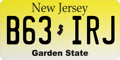NJ license plate B63IRJ