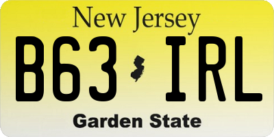 NJ license plate B63IRL