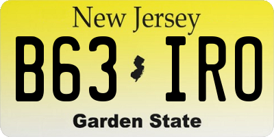 NJ license plate B63IRO