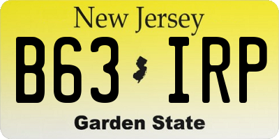 NJ license plate B63IRP